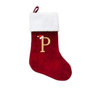 HOME'S FRIEND Christmas Stockings with Letters, 18 Inch Plush Monogram Christmas Stockings,Name Initial Large Embroidered Stockings,Christmas Tree Decorations,Gifts for Adults Children(Red P)