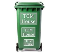 HOME'S FRIEND Pack of 4 Personalised Wheelie Bin Stickers,Bin Numbers for Wheelie Bins,Custom Trash Garbage Can Numbers Stickers,bin Labels with House Number Street Name 100x150mm/148x210mm/180x270mm