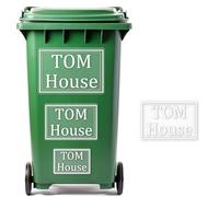 HOME'S FRIEND Pack of 4 Personalised Wheelie Bin Stickers,Bin Numbers for Wheelie Bins,Custom Trash Garbage Can Numbers Stickers,bin Labels with House Number Street Name 100x150mm/148x210mm/180x270mm