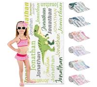 HOME'S FRIEND Personalised Kids Beach Towel, Custom Beach Towel wih Your Name Text, Cartoon Animals swimming towels for Boys Girls,Sand Resistant Quick Dry Dock and Bay Beach Towel