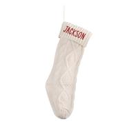 HOME'S FRIEND Personalized Christmas Stocking, Make Your Name Family Christmas Stocking, Large Knitted Xmas Stocking, Ideal for Kids & Fireplace (Machine Embroidery, 1pcs White)