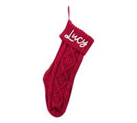 HOME'S FRIEND Personalized Christmas Stocking, Make Your Name Family Christmas Stocking, Large Knitted Xmas Stocking, Ideal for Kids & Fireplace (Hand Embroidery, 1pc Red)