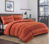 Homes & Linen 4 Pcs Leon Stripes Complete Duvet Cover Set With Valance Sheet & Pillowcase