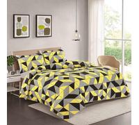Homes & Linen Alfie Squares Triangle Geometric Multi Colour Reversible Printed Easy Care Duvet Cover Bedding Set