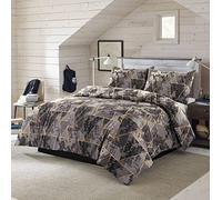 HOMES-LINEN Arlo Triangles Geometric Reversible Easy Care Printed Duvet Cover Bedding Set (Grey, Double)