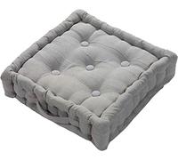 HOMES-LINEN Booster Seat Cushion Pad 100% Cotton Filling Thick Cushion Seat Pads Adults Chair Armchair Garden Black 45cm x 45cm + 10cm Thickness Approximate (45x45 cm, Silver)
