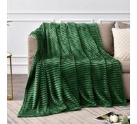 HOMES-LINEN Chunky Ribbed Cord Faux Fur Velvet Touch Thick Sofa Bed Throwover Soft touch Blanket (Green, 200 x 240CM)