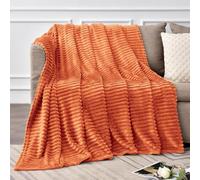 HOMES-LINEN Chunky Ribbed Cord Faux Fur Velvet Touch Thick Sofa Bed Throwover Soft touch Blanket (Orange, 150 x 200CM)