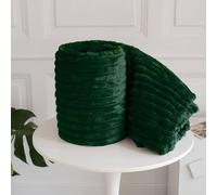 Homes-Linen Chunky Ribbed Cord Faux Fur Velvet Touch Throw Blanket 200x240cm in Emerald | Size: 200 cm x 240 cm Homes-Linen Emerald 200 cm x 240 cm