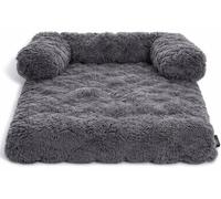 HOMES-LINEN Dog Bed Waterproof Washable Square Plush Fleece Pet Bed with Raised Bolster Sides Non-Slip Base Soft Dog Sofa Bed Cushion for Dogs & Cats (Charcoal, 75x75x13CM)