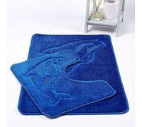 Homes & Linen Dolphin Royal Blue Bath Mats Non Slip Bathroom Mats 2 Piece Pedestal And Bath Mat Set