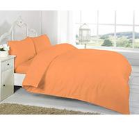 HOMES-LINEN Easy Care Poly-cotton Plain Dyed Duvet Cover Set (Peach, Super King)