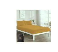 HOMES-LINEN Extra Deep 16" 40CM Fitted Sheet Polycotton Easy Care Percale Soft Breathable Durable Bed Sheet (Mustard, King)