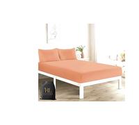 HOMES-LINEN Extra Deep 16" 40CM Fitted Sheet Polycotton Easy Care Percale Soft Breathable Durable Bed Sheet (Peach, Double)