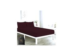 HOMES-LINEN Extra Deep 16" 40CM Fitted Sheet Polycotton Easy Care Percale Soft Breathable Durable Bed Sheet (Wine, Double)