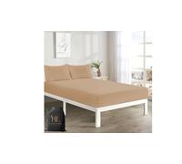 HOMES-LINEN Extra Deep 16" 40CM Fitted Sheet Polycotton Easy Care Percale Soft Breathable Durable Bed Sheet (Latte, Super King)