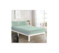 HOMES-LINEN Extra Deep 16" 40CM Fitted Sheet Polycotton Easy Care Percale Soft Breathable Durable Bed Sheet (Duck Egg, Double)