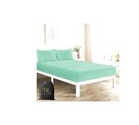 HOMES-LINEN Extra Deep 16" 40CM Fitted Sheet Polycotton Easy Care Percale Soft Breathable Durable Bed Sheet (Mint Green, Double)
