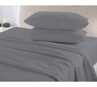 HOMES-LINEN Flannelette 100% Brushed Cotton Sheet Set Fitted Sheet Flat Sheet & Pillow Cases (Grey, Super King)