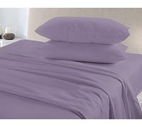 HOMES-LINEN Flannelette 100% Brushed Cotton Sheet Set Fitted Sheet Flat Sheet & Pillow Cases (Lilac, King)