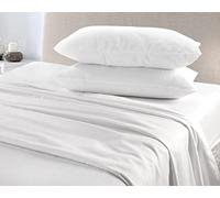 HOMES-LINEN Flannelette 100% Brushed Cotton Sheet Set Fitted Sheet Flat Sheet & Pillow Cases (White, Single)