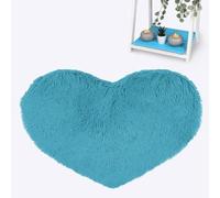 HOMES-LINEN Heart Faux Sheepskin Rug Fluffy Bedroom Carpet Shaggy Pile Non-Shed Super Soft Floor Mat (Teal, 65 cm x 65 cm)