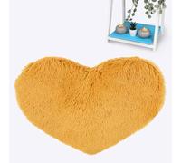 HOMES-LINEN Heart Faux Sheepskin Rug Fluffy Bedroom Carpet Shaggy Pile Non-Shed Super Soft Floor Mat (Ochre, 65 cm x 65 cm)