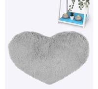 HOMES-LINEN Heart Faux Sheepskin Rug Fluffy Bedroom Carpet Shaggy Pile Non-Shed Super Soft Floor Mat (Silver, 65 cm x 65 cm)