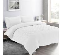 HOMES-LINEN Heart Teddy Duvet Cover Set - Super Soft Fluffy Fleece Bedding with Embossed Heart Design Warm Cosy Winter Duvet Set (White, King)
