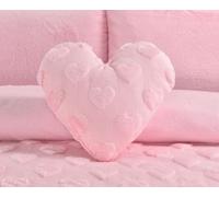 Homes & Linen Heart Teddy Fleece Pink Filled Cushion Super Soft Plush Decorative Cushion