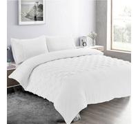 Homes & Linen Hearts Teddy Fleece White Duvet Cover Set Super Soft Fluffy Bedding With Embossed Heart Design