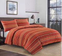Homes & Linen Leon Stripe Lines Printed Easy Care Reversible Duvet Cover Bedding Set