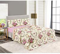 HOMES-LINEN Olivia Flannelette Sheet Set Include Fitted Sheet Flat Sheet And Pillowcase Floral Thermal 100% Brushed Cotton (Double, Pink)