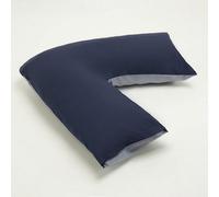 Homes & Linen Orthopaedic V-Shaped Pillow With 2 Tone Reversible Pillowcase Extra Cushioning Support For Head, Neck & Back (2 Tone Navy/grey