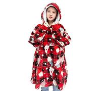 HOMES-LINEN Oversized Wearable Blanket Hoodie Teddy Fleece Fluffy Sherpa Printed Hooded Sweatshirt Blanket Pullover Giant Hooded