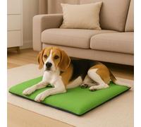 HOMES-LINEN Pet Bed Mat 70×95 cm - Soft Fleece Dog & Cat Mat with Removable Zip Cover Non-Slip Base & Bonded Fibre Filling - Washable Lightweight & Easy to Fold Travel Pet Mattress (Green)