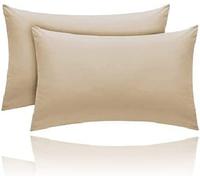 HOMES-LINEN Pillowcase Pack of 2 Housewife Luxury Percale Pillowcase 50x75cm 100% Polycotton Plain Dyed Pillow Cases (Housewife Pillow Case, Latte)
