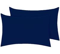 HOMES-LINEN Pillowcase Pack of 2 Housewife Luxury Percale Pillowcase 50x75cm 100% Polycotton Plain Dyed Pillow Cases (Housewife Pillow Case, Navy)