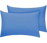 HOMES-LINEN Pillowcase Pack of 2 Housewife Luxury Percale Pillowcase 50x75cm 100% Polycotton Plain Dyed Pillow Cases (Housewife Pillow Case, Mid Blue)