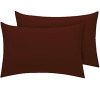 HOMES-LINEN Pillowcase Pack of 2 Housewife Luxury Percale Pillowcase 50x75cm 100% Polycotton Plain Dyed Pillow Cases (Housewife Pillow Case, Chocolate)
