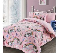 Homes-Linen Pink Unicorn Teddy Fleece Duvet Cover Set Super Soft Warm Kids Bedding | Size: Double Homes-Linen Pink Double