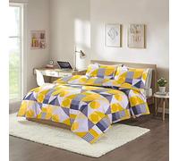 HOMES-LINEN Scot Duvet Cover Set Shapes Geometric Reversible Luxury Printed Bedding Set - Modern Stylish Design with Pillowcases (Mustard, Single)