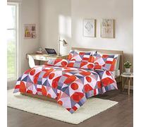 HOMES-LINEN Scot Duvet Cover Set Shapes Geometric Reversible Luxury Printed Bedding Set - Modern Stylish Design with Pillowcases (Red, Single)