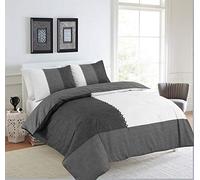 HOMES-LINEN Suede Patch Multi Colour Suede Reversible Duvet Cover Set (Black, Single)
