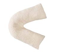 HOMES-LINEN Teddy Bear Fleece Plush Warm Fuzzy Cuddly V-Shaped Pillow & Cover (Cream, V-Pillow With Teddy Cover)