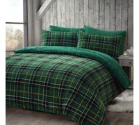 Homes & Linen Teddy Bear Fleece Tartan Check Duvet Cover Soft Cosy Warm Checked Teddy Bear Bedding Set