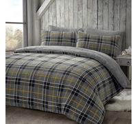Homes & Linen Teddy Bear Fleece Tartan Check Duvet Cover Soft Cosy Warm Checked Teddy Bear Bedding Set