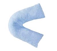HOMES-LINEN Teddy Bear Fleece V Shaped Pillow Case Cover Nursing Pregnancy Maternity Orthopaedic Support (Blue)