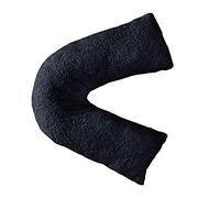 HOMES-LINEN Teddy Bear Fleece V Shaped Pillow Case Cover Nursing Pregnancy Maternity Orthopaedic Support (Black)