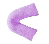 HOMES-LINEN Teddy Bear Fleece V Shaped Pillow Case Cover Nursing Pregnancy Maternity Orthopaedic Support (Lilac)